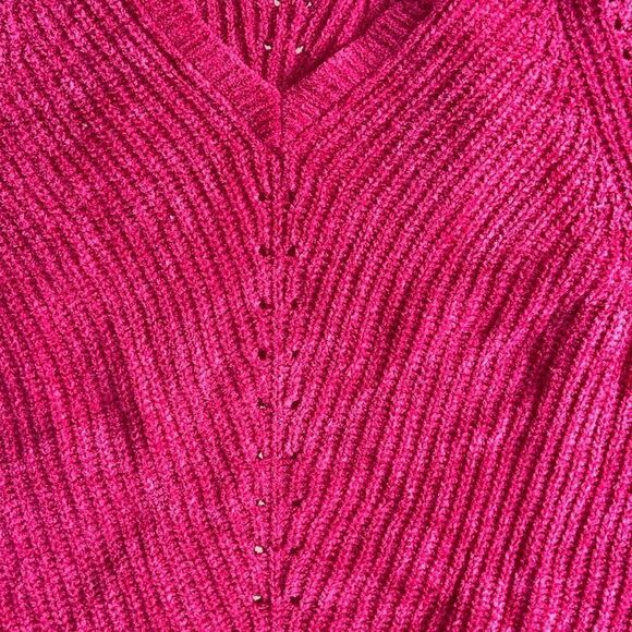 LANE BRYANT V-Neck Super Soft fuchsia Pullover Long Sleeve 18/20 Side Slits - Picture 5 of 5